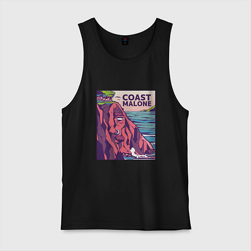 Мужская майка Post Malone Coast Malone Пародия прикол / Черный – фото 1