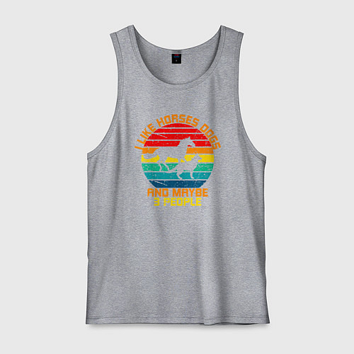 Мужская майка Я люблю лошадей, собак и возможно троих людей / Меланж – фото 1