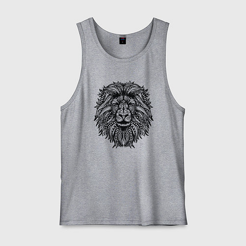 Мужская майка Лев в стиле Мандала Mandala Lion / Меланж – фото 1