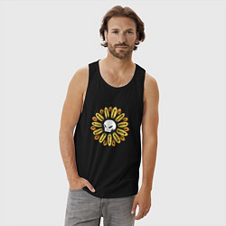 Майка мужская хлопок Череп Подсолнух Sunflower Skull, цвет: черный — фото 2