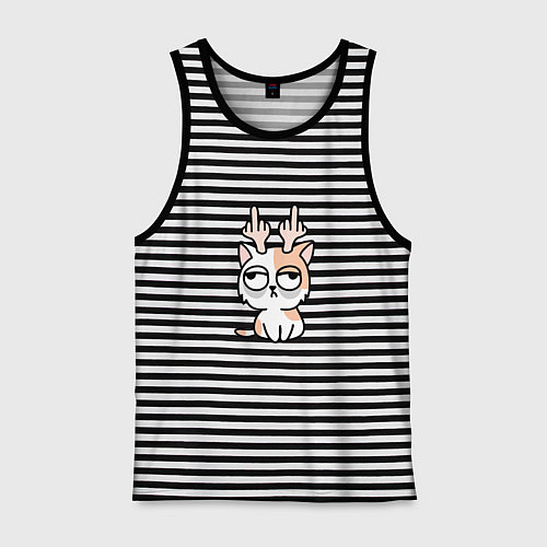 Мужская майка Deer Cat / Черная тельняшка – фото 1