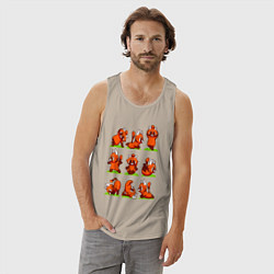 Майка мужская хлопок Йога красной панды, цвет: миндальный — фото 2