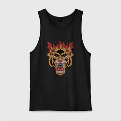 Майка мужская хлопок OLDSCHOOL TIGER TATTOO ТАТУ ТИГРА ОЛДСКУЛ, цвет: черный