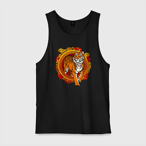 Мужская майка Тигр выходит из груди / Черный – фото 1