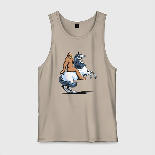 Мужская майка Бигфут верхом на единороге / Миндальный – фото 1