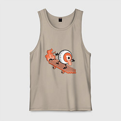 Майка мужская хлопок AN ALL-SEEING EYE ON A SKATEBOARD, цвет: миндальный