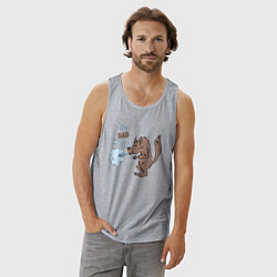 Майка мужская хлопок Большой злой волк из сказки Три Поросенка, цвет: меланж — фото 2