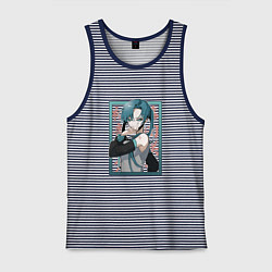 Майка мужская хлопок Hatsune Miku Drain, цвет: синяя тельняшка