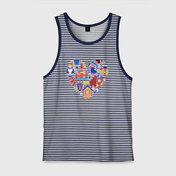 Майка мужская хлопок Сердце Россия, цвет: синяя тельняшка