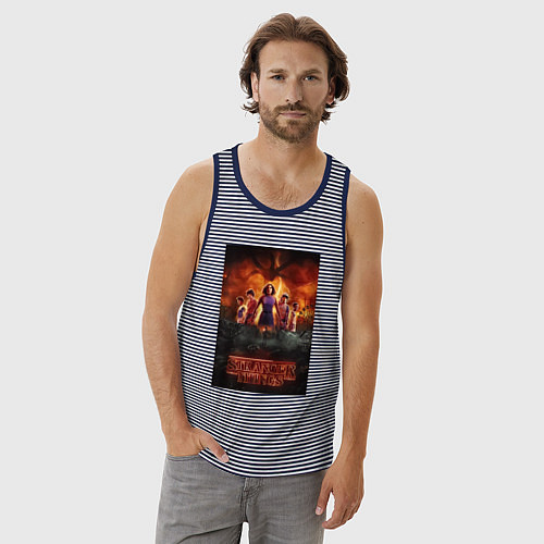 Мужская майка Очень странные дела, персонажи / Синяя тельняшка – фото 3