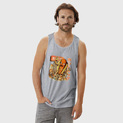 Майка мужская хлопок Хотдожный монстр, цвет: меланж — фото 2