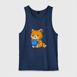 Майка мужская хлопок Рыженький котик, цвет: тёмно-синий