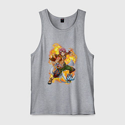 Майка мужская хлопок Нацу Драгнил и Хеппи, цвет: меланж