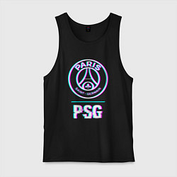 Майка мужская хлопок PSG FC в стиле Glitch, цвет: черный