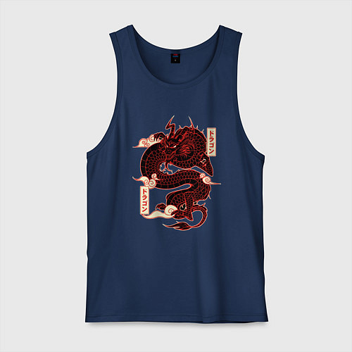 Мужская майка Японский красный Дракон JAPAN Dragon / Тёмно-синий – фото 1