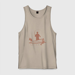 Майка мужская хлопок Рыбацкий заплыв, цвет: миндальный