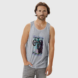 Майка мужская хлопок Зомби на велосипеде, цвет: меланж — фото 2