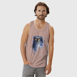 Майка мужская хлопок Прикольная сова в акварельном рисунке, цвет: пыльно-розовый — фото 2