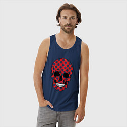 Майка мужская хлопок Череп в горошек, цвет: тёмно-синий — фото 2