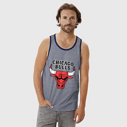 Майка мужская хлопок Chicago Bulls, цвет: синяя тельняшка — фото 2