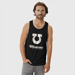 Майка мужская хлопок Ультрамарины винтаж лого, цвет: черный — фото 2