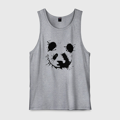 Мужская майка Прикольный панда - клякса / Меланж – фото 1