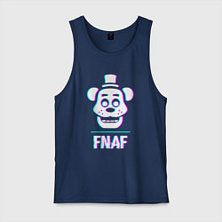 Майка мужская хлопок FNAF в стиле glitch и баги графики, цвет: тёмно-синий