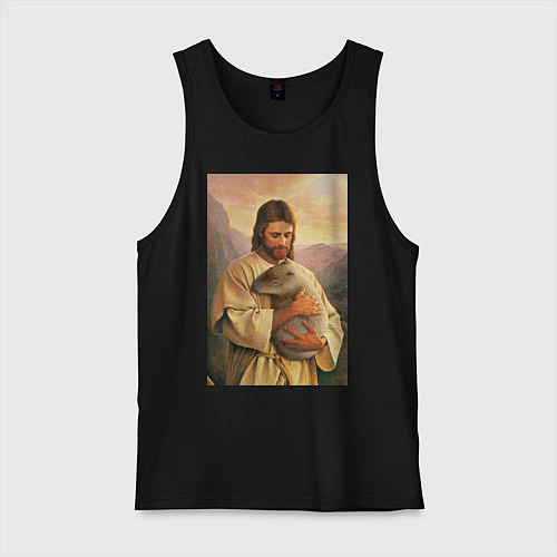 Мужская майка Иисус и капибара / Черный – фото 1