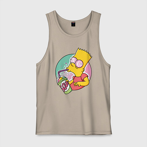 Мужская майка Барт Симпсон пьёт лимонад / Миндальный – фото 1