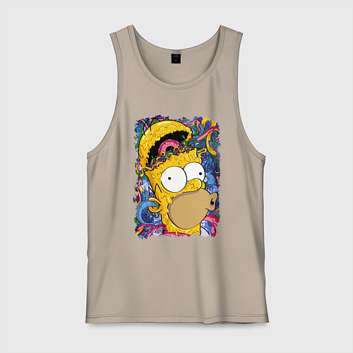 Мужская майка Мозг Гомера Симпсона - постер / Миндальный – фото 1