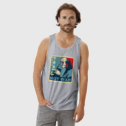 Майка мужская хлопок Make tea, not war, цвет: меланж — фото 2