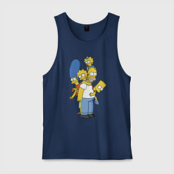 Майка мужская хлопок Прикольная семейка Симпсонов, цвет: тёмно-синий