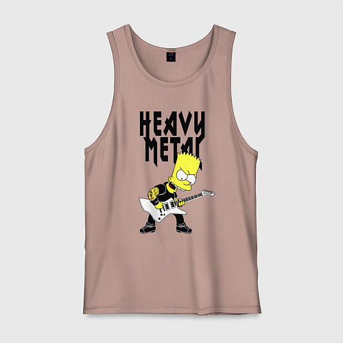 Мужская майка Барт Симпсон - heavy metal / Пыльно-розовый – фото 1