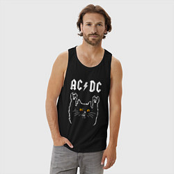 Майка мужская хлопок AC DC rock cat, цвет: черный — фото 2