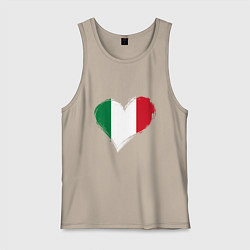 Майка мужская хлопок Сердце - Италия, цвет: миндальный