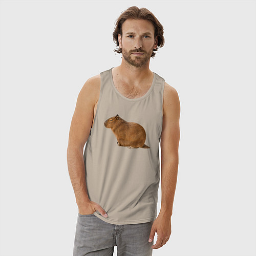 Мужская майка Капибара сидит и спит / Миндальный – фото 3