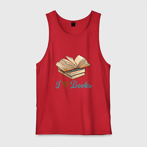 Мужская майка Я люблю книги / Красный – фото 1