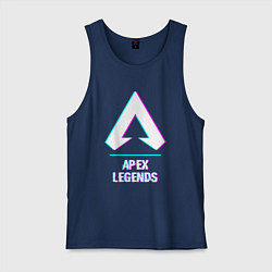 Майка мужская хлопок Apex Legends в стиле glitch и баги графики, цвет: тёмно-синий