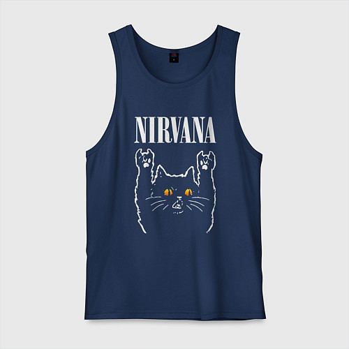Мужская майка Nirvana rock cat / Тёмно-синий – фото 1