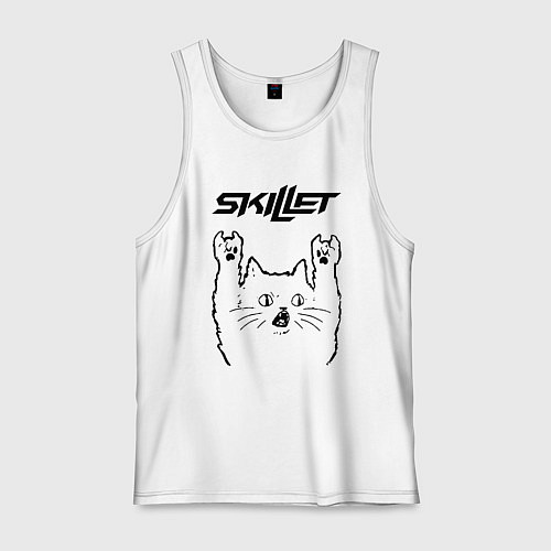 Мужская майка Skillet - rock cat / Белый – фото 1