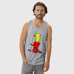 Майка мужская хлопок Bart Simpson - devil, цвет: меланж — фото 2