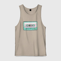 Майка мужская хлопок Музыкальная кассета - олды поймут, цвет: миндальный