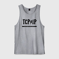 Майка мужская хлопок TCPIP Connecting people since 1972, цвет: меланж