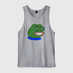 Майка мужская хлопок Лягушонок Пепе насмешливо смеётся, цвет: меланж