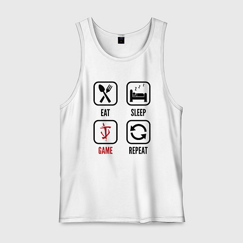Мужская майка Eat - sleep - Doom - repeat / Белый – фото 1