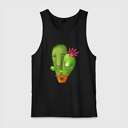 Майка мужская хлопок Любовь и кактусы, цвет: черный