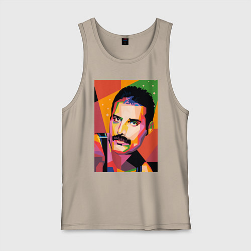 Мужская майка Фредди Меркьюри - полигональный поп-арт / Миндальный – фото 1