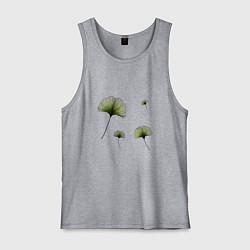 Майка мужская хлопок Листья Гинкго в графике, цвет: меланж