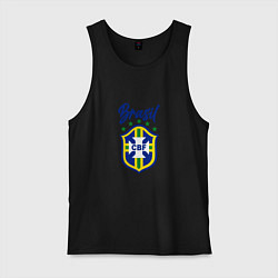 Майка мужская хлопок Brasil Football, цвет: черный