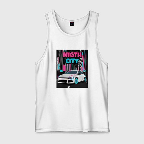Мужская майка Volksvagen Scirocco Night City / Белый – фото 1